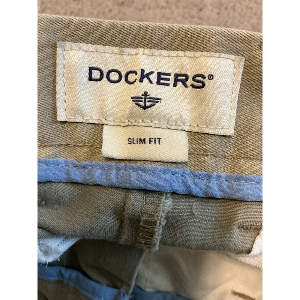 Dockers Mens Slim Fit Chino Pants Khaki Tan Stretch Cotton Trousers 30x32